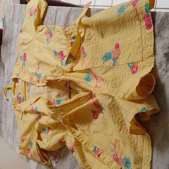 Rare Find Sunshine by Sherry Holt Yellow Seersucker Romper Size XS - Picture 7 of 11